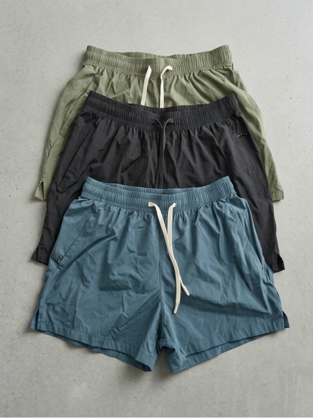 3 pack Men's Quick-Dry Drawstring Shorts - Blue, Black, Olive